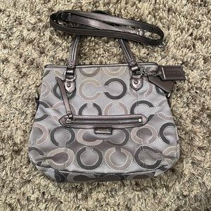 Multi tone grey coach purse